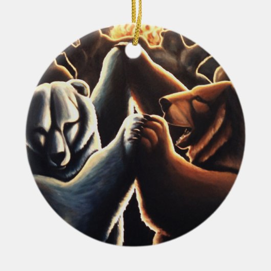 踊りベアオーナメント多文化愛ギフト セラミックオーナメント (正面)