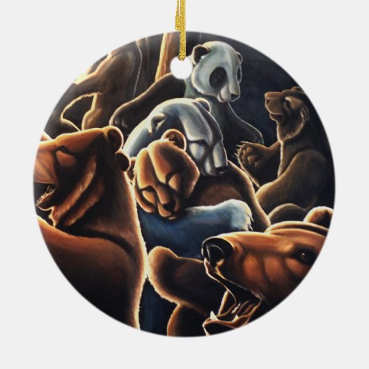 踊りベアオーナメント多文化愛ギフト セラミックオーナメント (裏面)