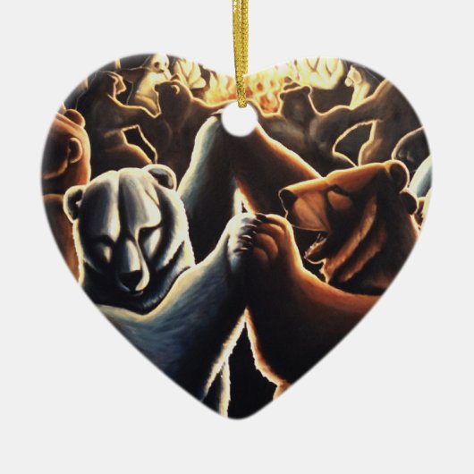 踊りベアオーナメント多文化愛ギフト セラミックオーナメント (正面)