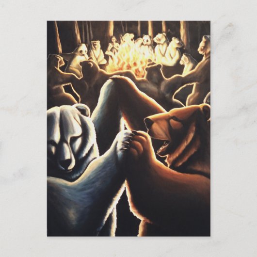 踊りベアハガキお祝いはがき インビテーションポストカード (正面)