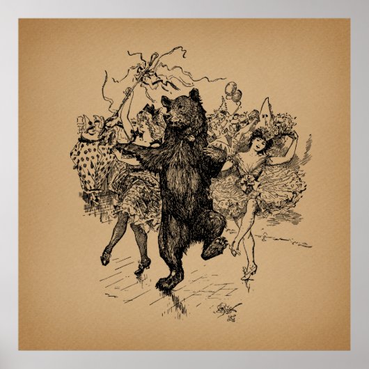 踊りベアヴィンテージサーカスアート ポスター (正面)