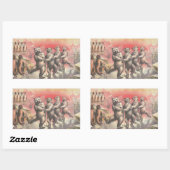 踊りベア 長方形シール (シート)