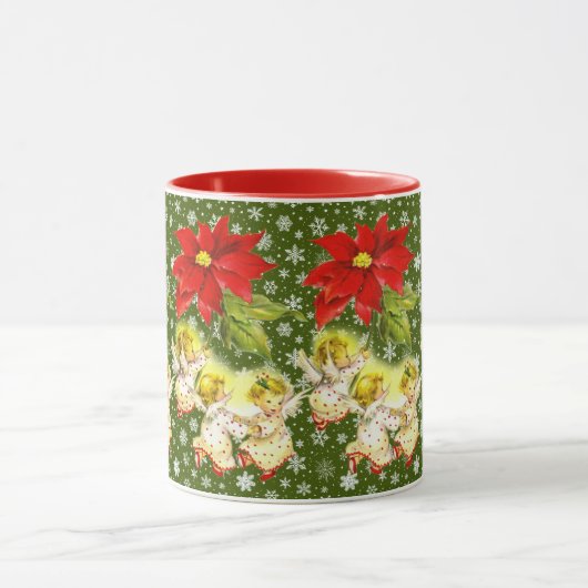 踊りベビーエンジェルスクリスマスマグ マグカップ (中央)