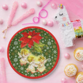 踊りベビーエンジェルズウィズスノーフレークスオングリーン ペーパープレート (パーティー)