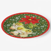 踊りベビーエンジェルズウィズスノーフレークスオングリーン ペーパープレート (アングル)