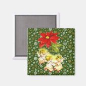 踊りベビーエンジェルズウィズスノーフレークスオングリーン マグネット (正面/裏面)