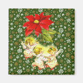 踊りベビーエンジェルズウィズスノーフレークスオングリーン マグネット (正面)