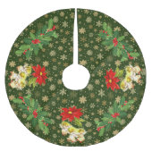 踊りベビーエンジェルズオングリーンと金ゴールド雪片 ブラッシュドポリエステルツリースカート (正面)