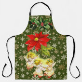 踊りベビーエンジェルズオングリーンウィズスノーフレーク エプロン (正面)