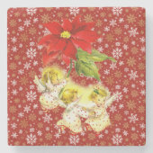 踊りベビーエンジェルズオンレッドスノーフレークオンレッド ストーンコースター (正面)