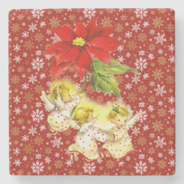 踊りベビーエンジェルズオンレッドスノーフレークオンレッド ストーンコースター