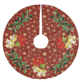 踊りベビーエンジェルズオンレッドスノーフレーク金ゴールド ブラッシュドポリエステルツリースカート