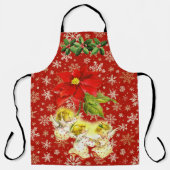 踊りベビーエンジェルズオンレッドスノーフレーク エプロン (正面)