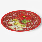 踊りベビーエンジェルズオンレッド金ゴールド雪片 ペーパープレート (アングル)