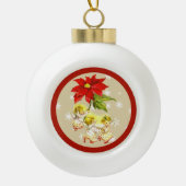 踊りベビーエンジェルズクリスマスオーナメント セラミックボールオーナメント (正面)