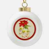 踊りベビーエンジェルズクリスマスオーナメント セラミックボールオーナメント (正面)