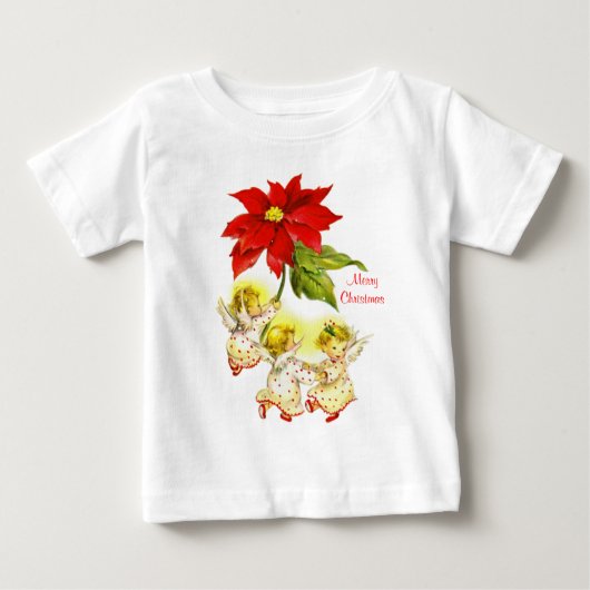 踊りベビーエンジェルズクリスマスベビーシャツ ベビーTシャツ (正面)