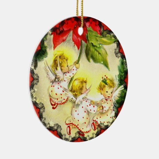 踊りベビーエンジェルズヴィンテージクリスマスオーナメント セラミックオーナメント (右)