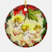 踊りベビーエンジェルズヴィンテージクリスマスオーナメント セラミックオーナメント (裏面)