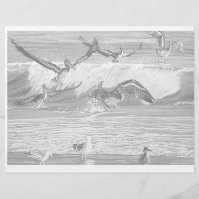 踊りペリカングレースケールカラーリングページ (正面)