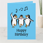 踊りペンギンデザイングリーティングカード カード (正面)
