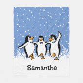 踊りペンギンデザインフリースブランケット フリースブランケット (正面)