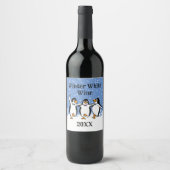 踊りペンギンデザインワインラベル ワインラベル (正面)