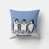 踊りペンギンデザイン クッション (裏面)