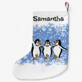 踊りペンギンデザイン スモールクリスマスストッキング (裏面)