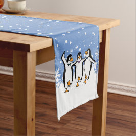 踊りペンギン冬クリスマステーブルランナー ショートテーブルランナー