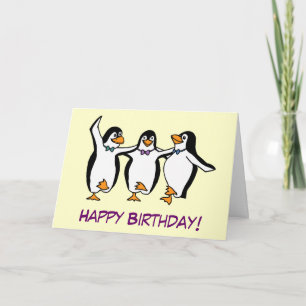 踊りペンギン誕生日カード カード