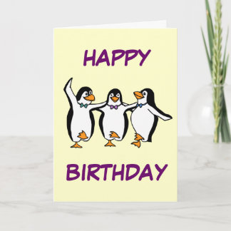 踊りペンギン誕生日カード カード