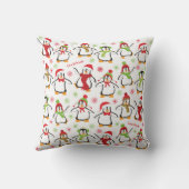 踊りペンギン赤と緑のパターンクリスマス クッション (裏面)