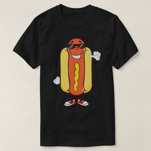 踊りホットドッグおかしい食べ物 Tシャツ (デザイン正面)