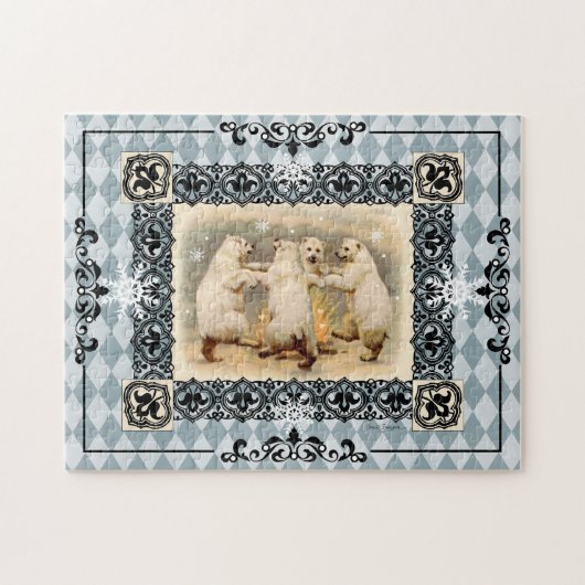 踊りポーラベアーズブルーハーレキンジグソーパズル ジグソーパズル (横)