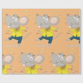 踊りマウスのイエローラッピング紙 ラッピングペーパー (フラット)