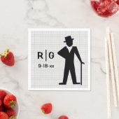 踊りマンシルエットトップハット&ケーンカスタム スタンダードカクテルナプキン (インサイチュ)