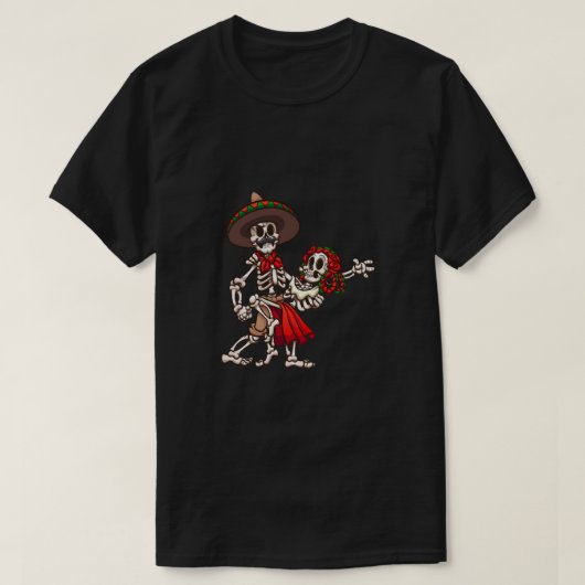 踊りメキシコ骨格 Tシャツ (デザイン正面)
