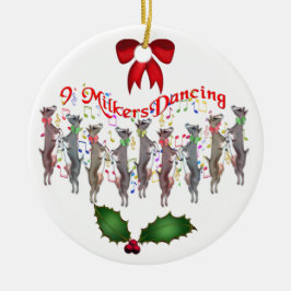 踊りヤギのクリスマスオーナメント セラミックオーナメント