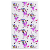 踊りユニコーンズ虹風パーソナライズされた船 スモールペーパーバッグ (裏面)