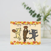 踊りラブラドールトリオサンクスギビング シーズンポストカード (スタンド正面)