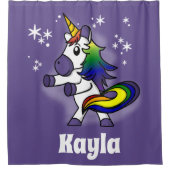 踊りレインボーユニコーンと星空 シャワーカーテン (正面)