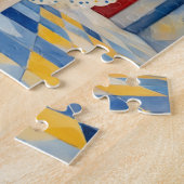 踊りレディとレッドヘアブルードレス金ゴールドクラウン ジグソーパズル (側面)