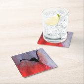 踊りレディーインレッド – 抽象芸術オリジナル絵画ズ スクエアペーパーコースター (インサイチュ)