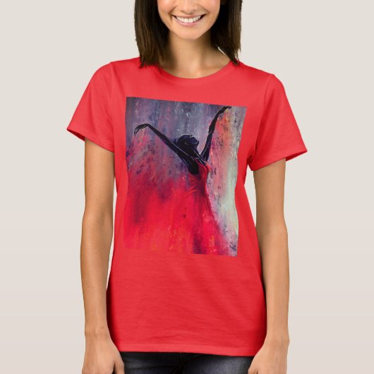 踊りレディ・イン・レッドTシャツ Tシャツ (正面)