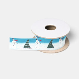 踊りロッキング雪だるまクリスマスツリーリボン サテンリボン
