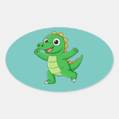 踊りワニ 楕円形シール (正面)