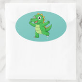 踊りワニ 楕円形シール (バッグ)