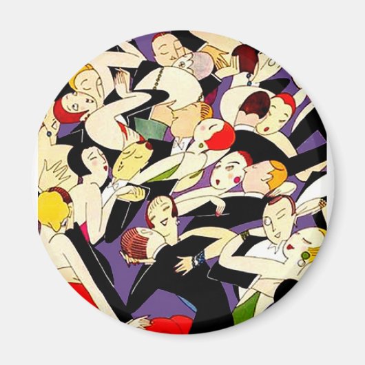 踊りヴィンテージカップル マグネット (正面)