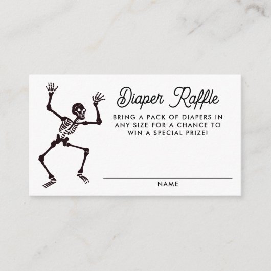 踊り不気味スケルトン赤ちゃんシャワーおむつラッフル エンクロージャーカード (正面)